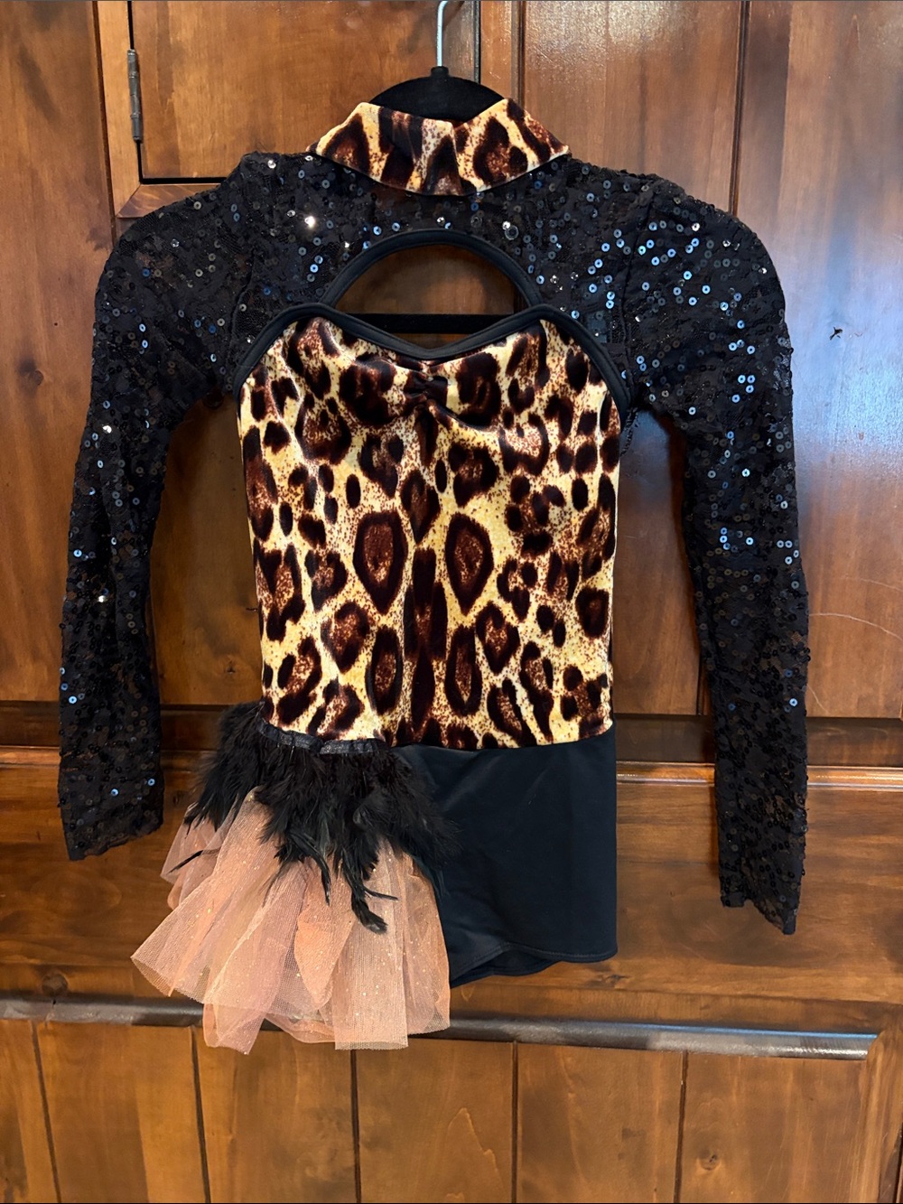 🐆 Weissman Leopard Velvet Youth Costume with Black Sequined Sleeves